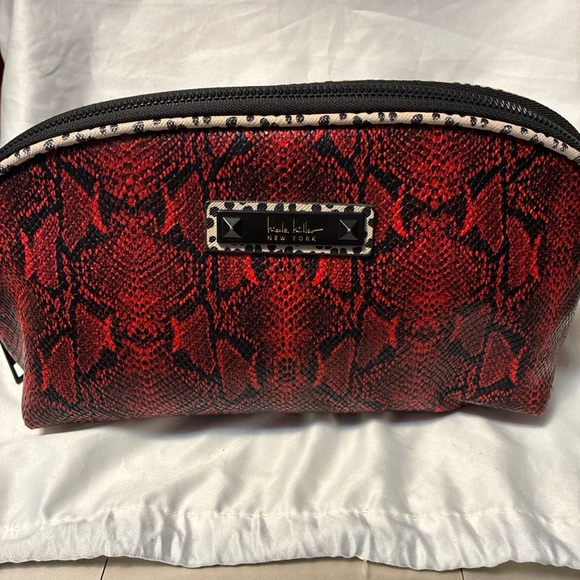 Nicole Miller Handbags - Nicole Miller Red Snake Pattern Cosmetic Bag